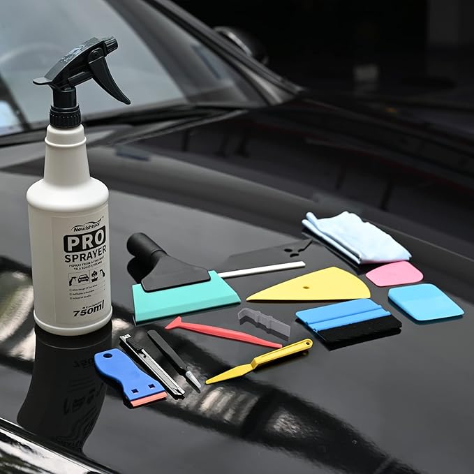 NEWISHTOOL Window Film Application Kit Car Tint Installation Tools with Spray Bottle PPF Squeegee Felt Scraper Knife for Vehicle Glass Protective Film Installing Tool Vinyl Wrap Kit Tools Tinting Kit