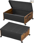 Under Bed Storage with Wheels,Under Bed Drawers Heavy Duty, 2 Packs, Wooden Under Bed Storage Containers Organizer, Metal Fra