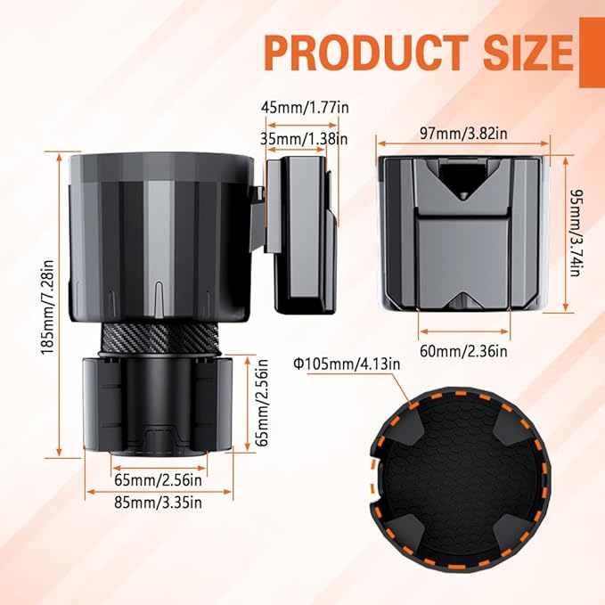 Car Cup Holder Expander, Cup Holder Insert, Cup Holder Extender Adapter for Car with Expandable Base, Interior Accessories Car Drink Holder Expander Compatible with 14-46 oz Bottles