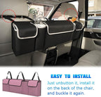 Car Trunk Organizer with Lid, Large Waterproof Vehicle Backseat Hanging Storage Bag with 4 Pockets & Adjustable Straps, Colla