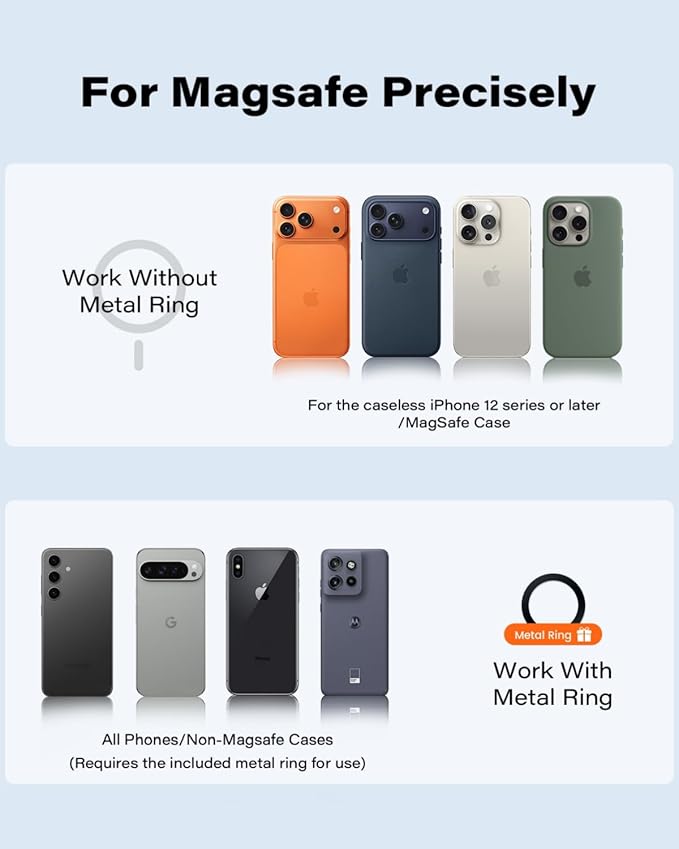 APPS2Car Magnetic Car Phone Holder, Compatible with MagSafe, Magnetic Phone Mount for iPhone 17 16 15 14 13 Series, Universal Magnet Phone Holder for Car