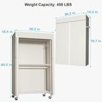 FUTASSI White Clothing Rack with Beige Cover, P1C Rolling Closets with Wheels, Metal Garment Rack for Hanging Clothes, Clothi