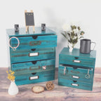 Wooden Storage Box with 4 Drawers Vintage Office Supplies and Accessories Letter Tray Wood Desktop School Supply Organizer Li