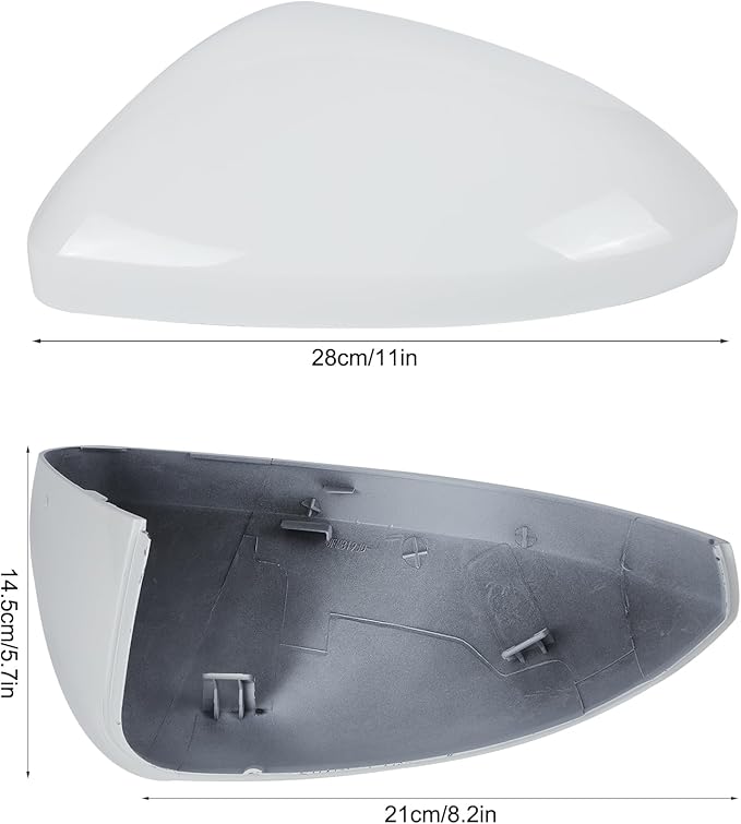 DERI Driver Side Mirror Cap Compatible with Volkswagen Jetta 2019 2020 2021 2022 2023 2024 2025, Left Side Mirror Cover fit for VW Jetta US Version Without Turn Signals, Super white