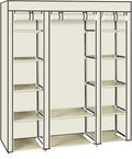 69" Portable Closet Storage Organizer Wardrobe Clothes Rack,Covered Garment Rack,Steel Tube Clothes Storage Organizer,Freesta