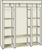 69" Portable Closet Storage Organizer Wardrobe Clothes Rack,Covered Garment Rack,Steel Tube Clothes Storage Organizer,Freesta