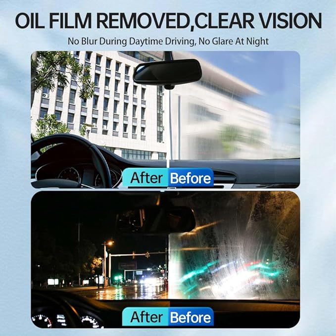 Glodway Glass Cleaner For Car Windshield,Oil film Remover, Streak-Free Shine on Automotive Windows, and Mirrors, Ammonia Free