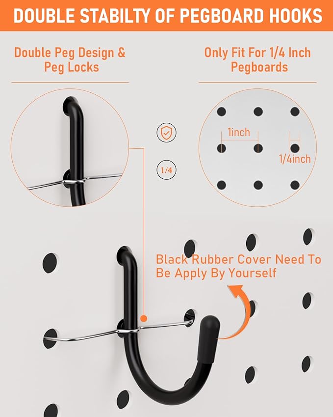 INCLY 276PCS Extra Thick 1/4" Pegboard Accessories Organizer Kit, Heavy Duty Black Pegboard Hooks with Bins & Paper Towel Hol