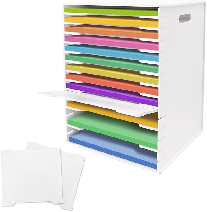 SONGWAY 12x12 Paper Storage Organizer - 15 Tier Desk File Organizer with Adjustable Shelves, Letter Mail Tray, 12x12 Stackabl