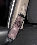 Fashion Car Ultra Bling Steering Wheel Cover with Sparkly Diamond Rhinestones, Gorgeous Accessory with Anti Slip Lining Extra Bling Especially Shiny Cat Exotic Universal (Seat Belt Colorful)