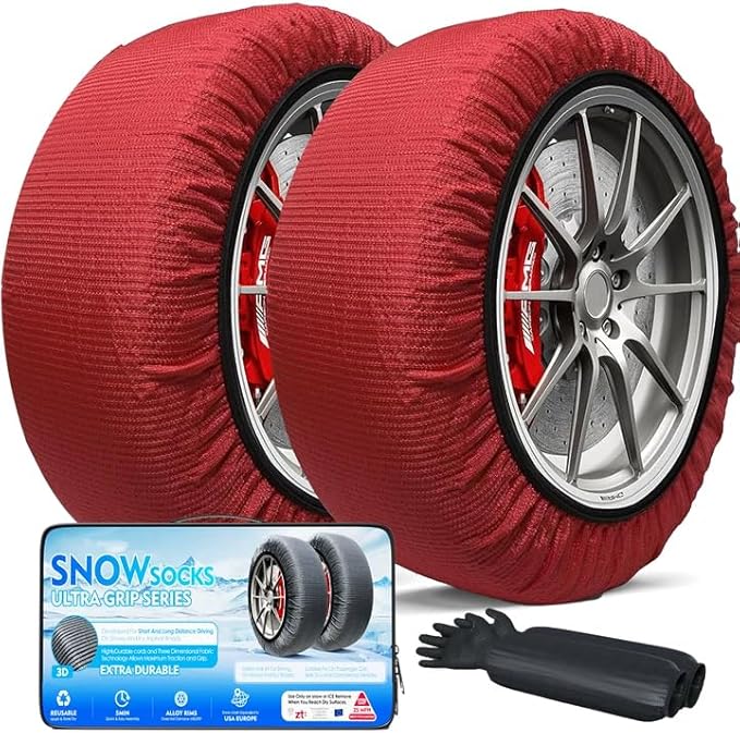 K-Musculo Snow Socks for Tires, Snow Socks Snow for Car SUV Pickup Easy to Use, Ultimate Grip, Washable.100 KM Safely In The 