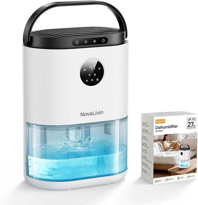 Dehumidifier for Bathroom, Dehumidifiers for Home, Bedroom, Living room with 68 OZ Water Tank, Auto Humidity Control,