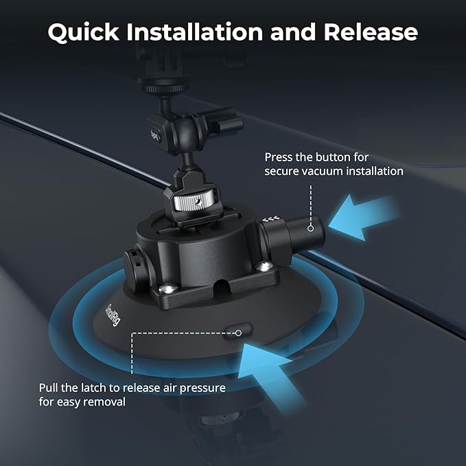 SMALLRIG 4.5" Suction Cup Mount with Ball Head Magic Arm, Camera Mount for DJI Osmo Action 5 Pro/4, for Insta360 x5, for Gopro 13/12,on Car Windshield or Window, Compatible with Action Cameras-5855