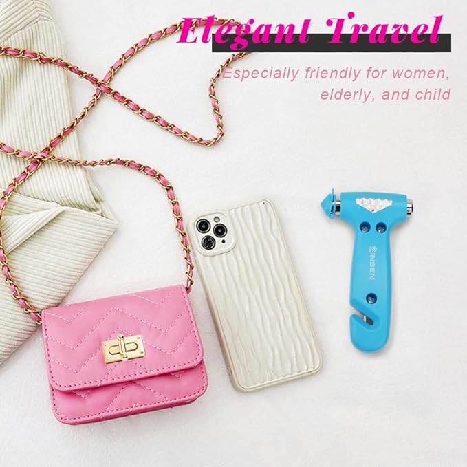 SINSEN Car Safety Hammer, Automotive Window Breaker and Seatbelt Cutter for Women, Roadside Emergency Kit, 3 in 1 Escape Tool