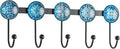 Boho Coat Rack Wall Mounted with 5 Hooks, Glacier Theme Mandala Pattern Decorative Wall Hooks for Hanging Hat, Key, Towel, Pu