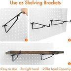 G.CORE Pegboard Shelf Hooks, 10-Pack 6" Black Peg Board Brackets, 1/4" Peg Board Organizer Accessories, Peg Hooks Assortment 