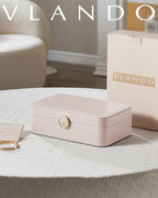 Vlando 2 Layer Jewelry Box,Jewelry Organizer Storage Lockable Earring Organizer Removable Jewelry Tray with Watch Pillow for 