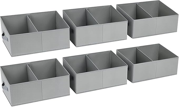 DIMJ Trapezoid Storage Bins for clothes - 6 Packs Closet Organizers and Storage Baskets, Foldable Closet Baskets with Handles