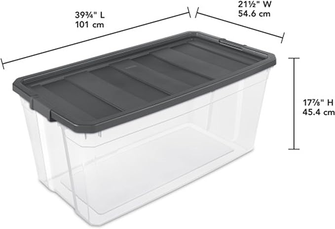 Sterilite 3-Pack Modular Stacker Box, Durable Clear Plastic Storage Bins with Latching Lids, 200 Quart - Stackable Organizing