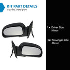 TRQ 2 Piece Driver and Passenger Side Set View Mirror Electric Adjustment Heated No Memory Clear Signal Lens Black Compatible