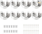 8 Packs Stainless Steel Closet Rod End Supports 1-1/3 Inch Wardrobe Bracket Heavy Duty Closet Pole Sockets Flange Rod Holder,