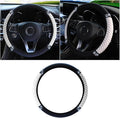 Bling Soft Leather Steering Wheel Cover, 15 Inch Colorful Rhinestones Auto Elastic Protector with Crystal Diamond for Women G