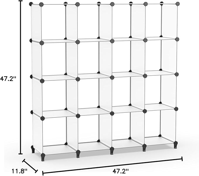HOMIDEC Closet Organizers and Storage, 16 Cube Storage Organizer, Closet Organizer Bookshelf Cubes Shelves for Clothes, Bedro