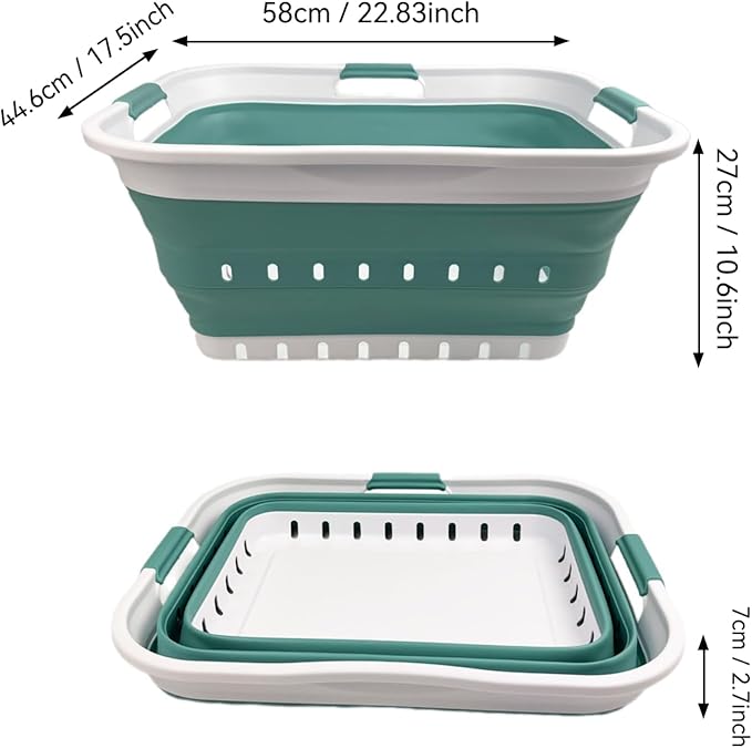 SAMMART 42L (11 gallon) Collapsible Plastic Laundry Basket - Foldable Pop Up Storage Container/Organizer - Space Saving Hampe