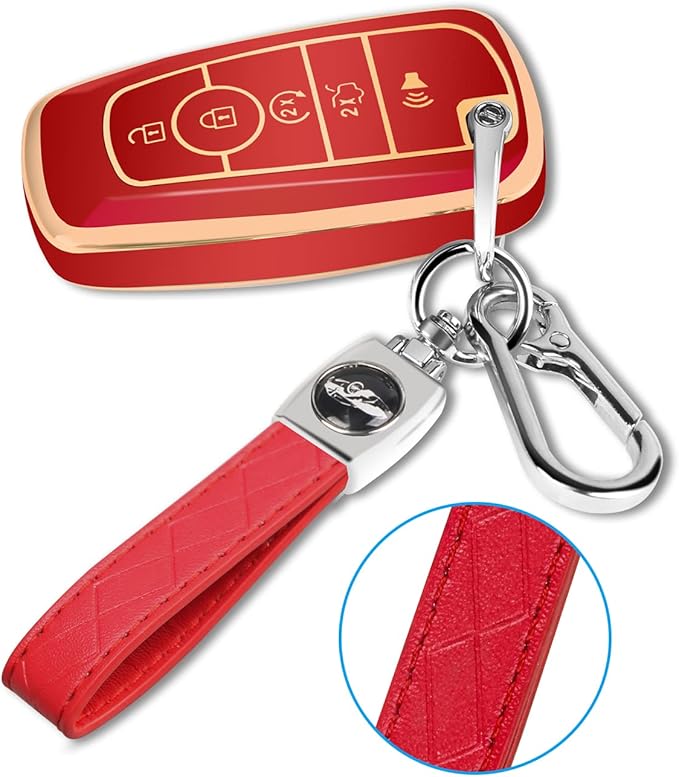 For Ford Key Fob Cover with Keychain, Soft TPU Key Case Shell Full Protection for Ford Explorer Fusion Escape Edge Expedition