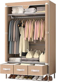 Portable Wardrobe Closet,Foldable Clothes Organizer with 3 Storage Box 35in Simple Non-Woven Fabric Wardrobe Multi-Functional
