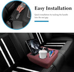 Car Back Seat Organizer, Leather Automotive Rear Seat Couch Cup Holder Expander Tray, Vehicle Cup Holder Tray Holds Snacks Remotes Phones for Truck RV Boat Couch Pillow Bed (Wine Red)