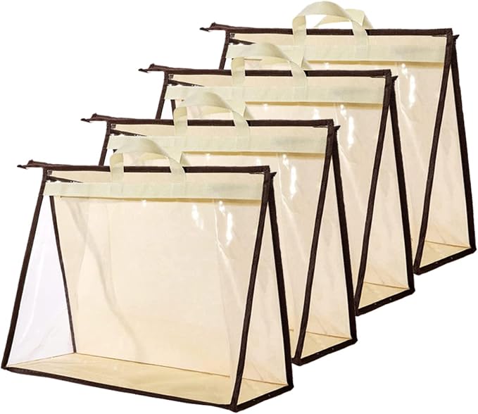 CINPIUK Clear Handbag Storage Bags Purse Organizer for Closet, Zipper Hanging Storage Bag for Handbags, XL, 4PCS