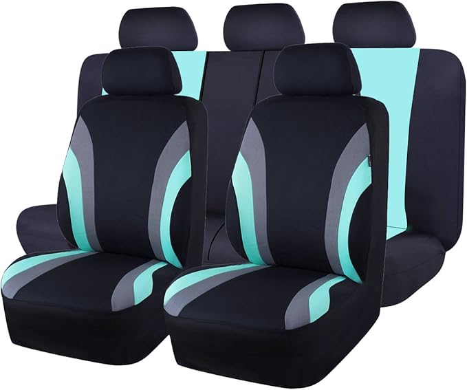 CAR PASS Line Rider Sporty Cloth 11PCS Universal Fit Car Seat Cover -100% Breathable with 5mm Composite Sponge Inside,Airbag 