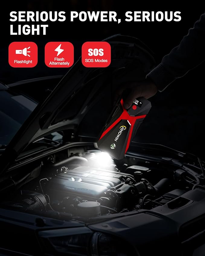 Battery Jumper Starter Portable, 4000A 4 in 1 Function Jump Starter Up to 7.5L Gas & 5.0L Diesel Engines 12V Jump Box