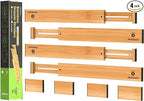 ANTOWIN Bamboo Drawer Dividers Organizers, Drawer Separators Splitter,17-22 inches Long Adjustable Spring-loaded Organizer fo