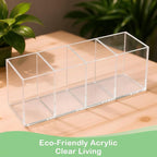 elysolpluv Clear Acrylic 4-Compartment Organizer Box, Large (8.7" × 3.0" × 3.7") – Handcrafted, Eco-Friendly, Minimal Packagi