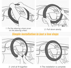Leather Steering Wheel Cover, Soft Breathable Anti Slip, Universal Fit 15 Inch Car, Truck, SUV (Black/Orange)
