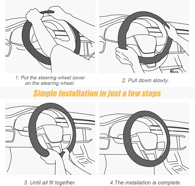 Steering Wheel Cover for Women and Men, Carbon Fiber Plush Steering Wheel Cover Soft Anti-Slip Comforting, Universal 15 Inche