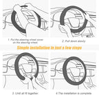 Leather Steering Wheel Cover, Soft Breathable Anti-Slip Protector for Car, Truck, SUV - Universal Fit 15 Inch for Women and M