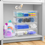 Sorbus Acrylic Storage Containers - 4 Pack, Stackable Storage Bins Set for Bathroom Organization - Clear Acrylic Drawer Organ