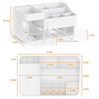 White Makeup Organizer With Drawers,Large Skincare Organizers for Countertop,Desk,Dresser,Plastic Bathroom Counter Organizer 