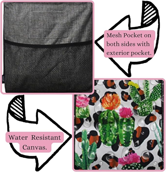 NGIL Extra Large Utility Tote Reusable Grocery Bag Oversized Collapsible for Groceries, Storage, Picnic, Beach (Cactus Dance-black)