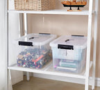 Clear Storage Latch Box 12 Quart, Plastic Organizing Box/Bin with Lid and Black Handles, 6-Pack
