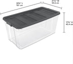 Sterilite 6-Pack Modular Stacker Box, Durable Clear Plastic Storage Bins with Latching Lids, 200 Quart - Stackable Organizing