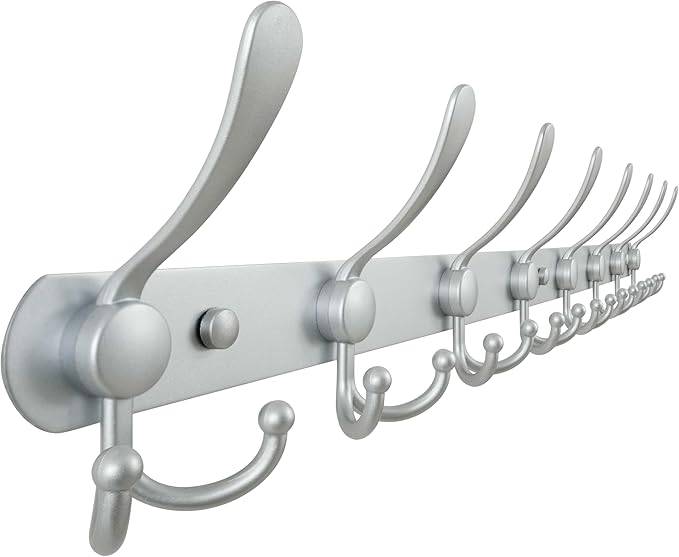 Dseap Coat Rack Wall Mount - 29.5” Long 8-Tri-Hooks Heavy Duty Coat Hanger Rail Wall Hooks for Hanging Coats Hats Clothing Cl