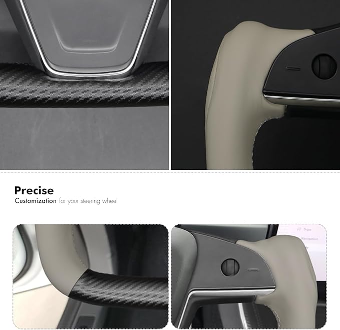 MEWANT Steering Wheel Cover for Yoke Style Steering Wheel for Tesla Model S 2021-2023 / Model X 2021-2023 Hand-Stitched Steering Wrap