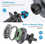 OHLPRO for MagSafe Car Mount Charger iPhone Wireless Car Charger, Stick on Dashboard Magnetic Phone Holder Mount for iPhone 17 Pro Max 16 15 14 Series, 15W Fast Charging, Aluminum Shell