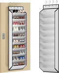 KEEPJOY 10 Tiers White Over Door Shoe Organizer Storage, Hanging Shoe Holder for Door with Large Deep Pockets, Fit 20-30 Pair