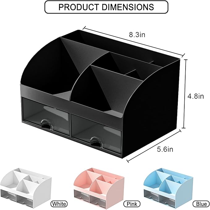 Makeup Organizer with Drawers, Cosmetic Storage for Dresser Vanity and Bathroom Countertop, Beauty Holder for Lipstick Brush,