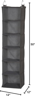 Household Essentials 6-Shelf Linen Hanging Closet Organizer, Gray